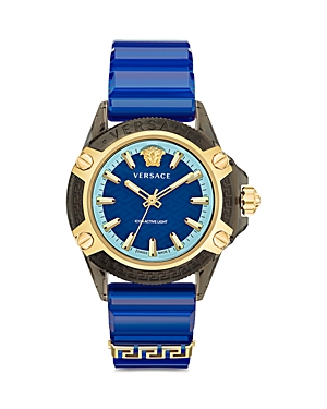 Versace Men's Swiss Icon Active Blue Silicone Strap Watch 42mm In Blue
