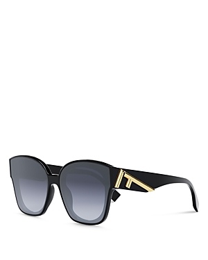 Shop Fendi First Square Sunglasses, 63mm In Black/blue Gradient