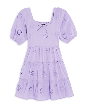 Aqua Girls' Eyelet Puff Sleeve Dress, Big Kid - 100% Exclusive In Lavender