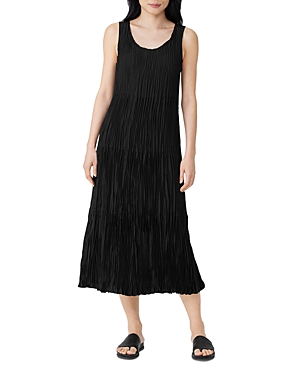 Eileen Fisher Silk Tiered Dress In Black
