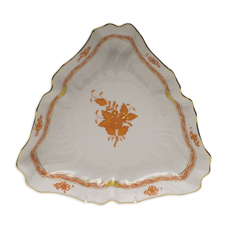 Herend Chinese Bouquet Rust Triangle Dish In Rust
