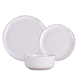 Godinger Linear Gold 12-piece Dinnerware Set In White