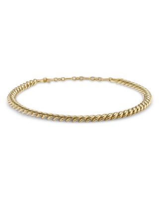 18K Yellow Gold Sculpted Cable Collar Necklace, 14.5-16"