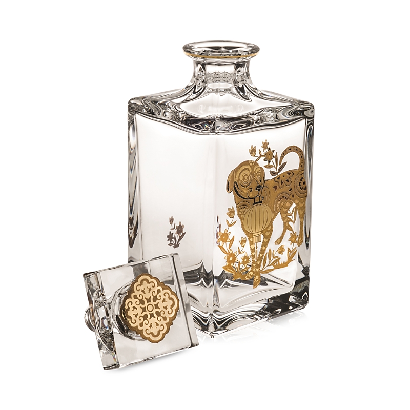 Vista Alegre Whiskey Decanter With Golden Dog In Gold