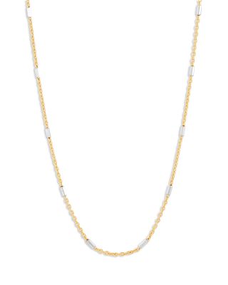 Bloomingdale's Fine Collection - Bar Cable Link Chain Necklace in 14K White & Yellow Gold, 18"