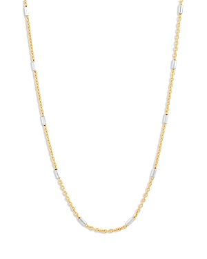 Bloomingdale's Bar Cable Link Chain Necklace in 14K White & Yellow Gold, 16-18 - 100% Exclusive