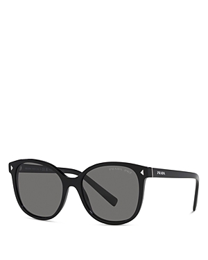 Prada Polarized Rounded Square Sunglasses, 53mm In Black/gray Solid