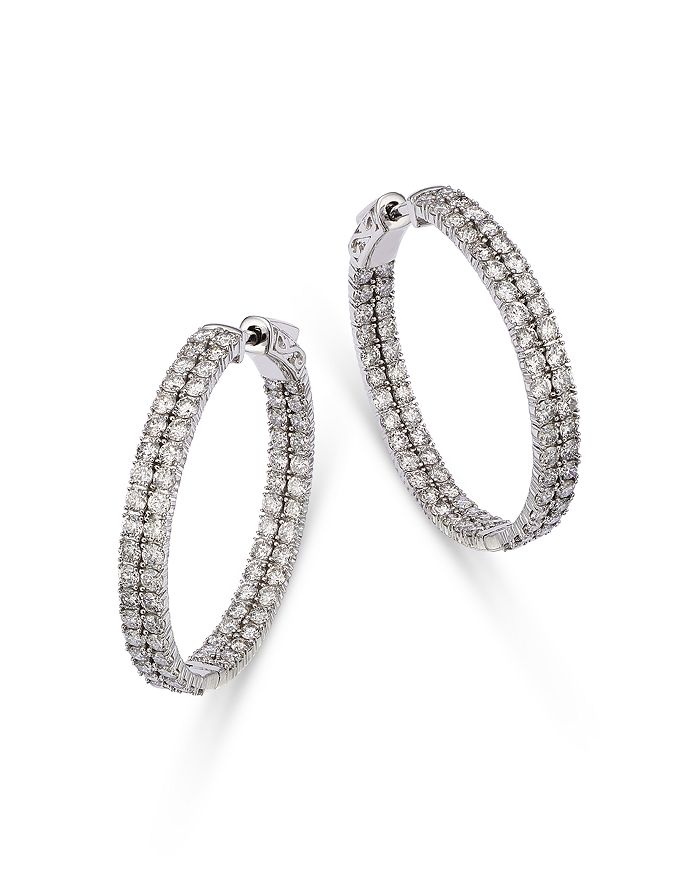 Bloomingdale's - Diamond Double Row Hoop Earrings in 14K White Gold, 4.0 ct. t.w. - 100% Exclusive