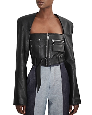 ET OCHS AXEL LEATHER SQUARE NECK CROPPED JACKET
