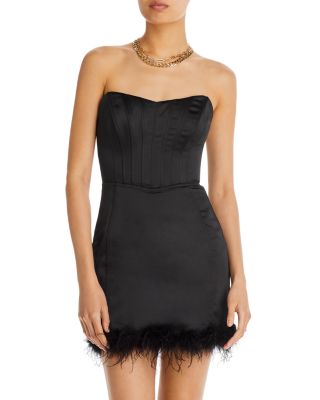 jenna ortega black mini dress Crystal Sleeveless Feather-trimmed Mini Dress