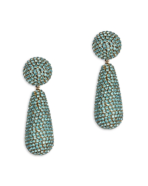 Deepa By Deepa Gurnani Emely Crystal Drop Earrings In Gold Tone In Blue