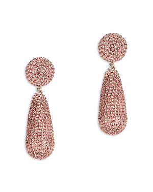 Deepa By Deepa Gurnani Emely Crystal Drop Earrings In Gold Tone In Pink
