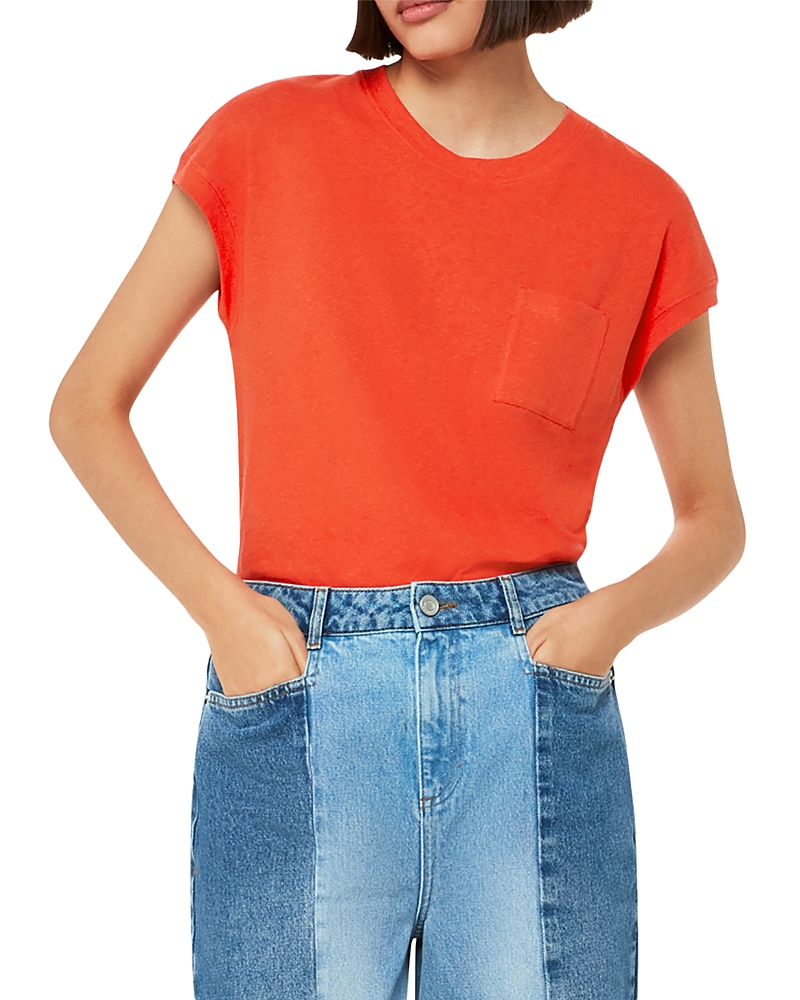 Whistles Ember Linen Mix Pocket Tee In Red