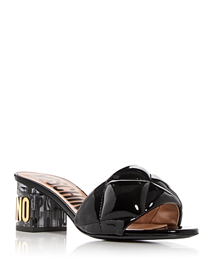 Shop Moschino Women's Quilted Block Heel Slide Sandals In Black