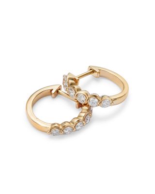 Diamond Huggie Hoop Earrings in 14K Yellow Gold, 0.50 tcw 