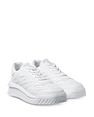 Shop Versace Men's Greca Odissea Low Top Sneakers In Optical White