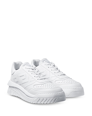 Versace High Top Odyssey Sneakers In White Leather Man In Optical White