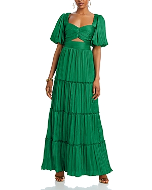 Aqua Pleated Cutout A Line Dress - 100% Exclusive In Green