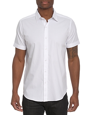 Robert Graham Diamond Bar Short Sleeve Button Down Shirt In White