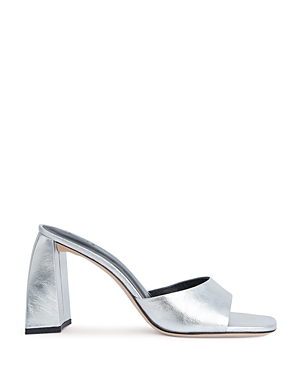 Shop By Far Women's Michele Square Toe Block Heel Mule Sandals In Silver