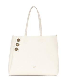 Balmain - Embleme Large Leather Shopping Tote with Removable Pouch