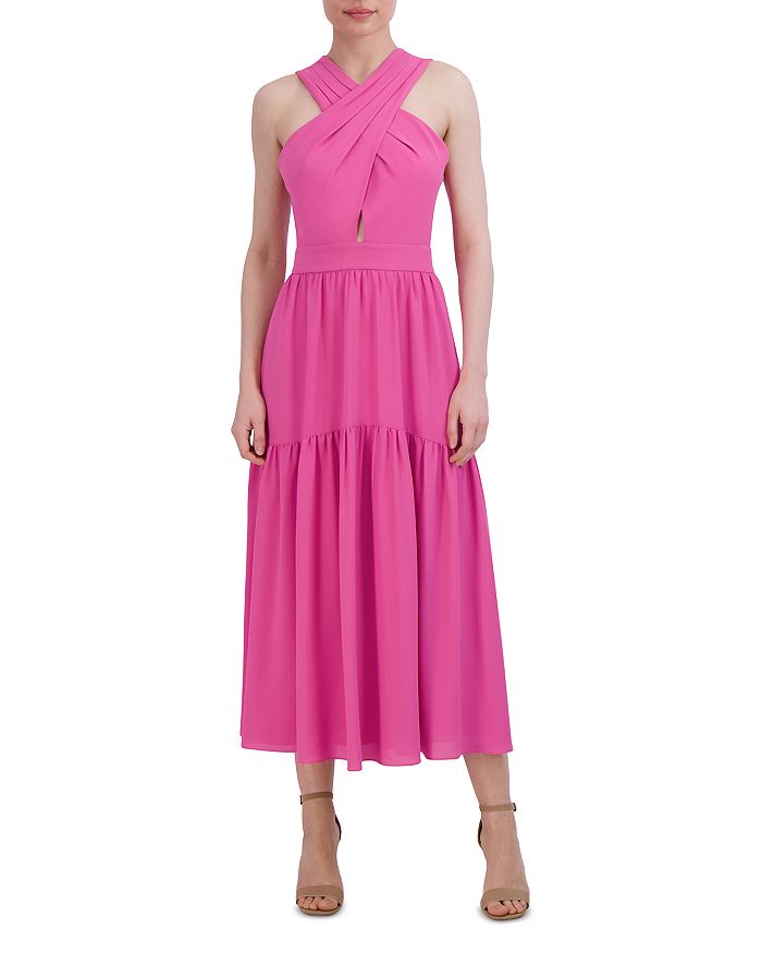 BCBGMAXAZRIA BCBGMAXAZARIA Crossover Halter Maxi Dress