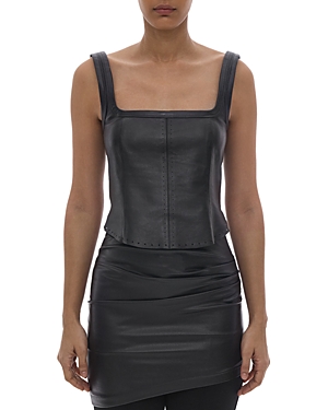 Helmut Lang Leather Tank In Black