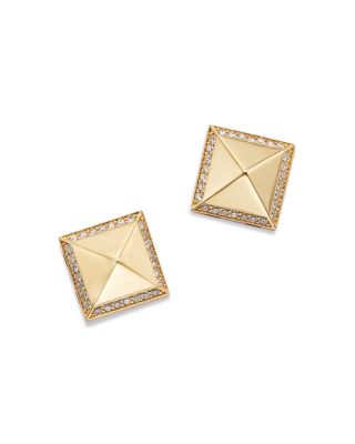 Roberto Coin - 18K Yellow Gold Obelisco Diamond Framed Pyramid Stud Earrings