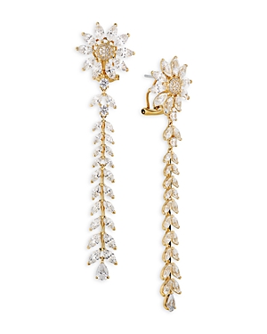 Nadri Wildflower Daisy Linear Drop Earrings in 18K Gold Plated