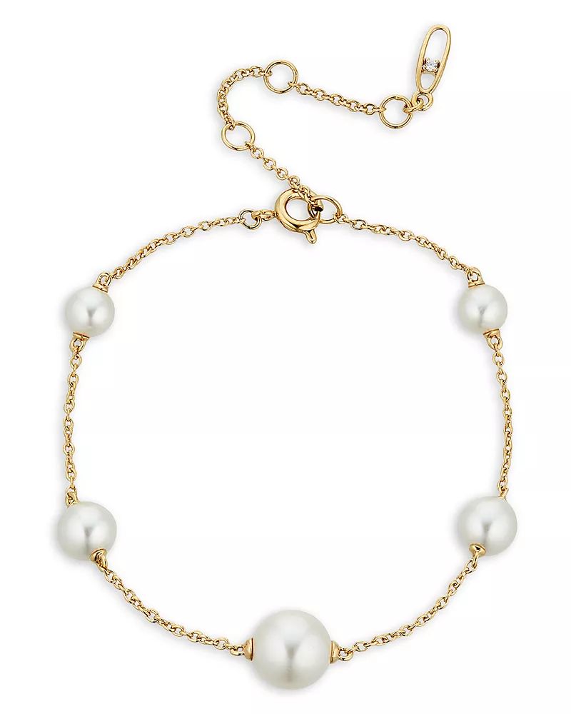 Nadri Dot Dot Dot Graduated Imitation Pearl Chain Bracelet in 18K Gold Plated