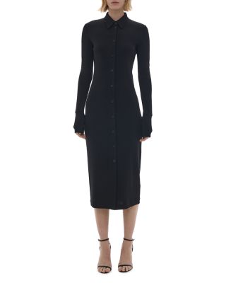 Helmut Lang Midi Shirt Dress In Black