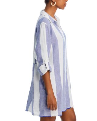 Rugby Beach Stripe Boyfriend Shirt Swim Coverup