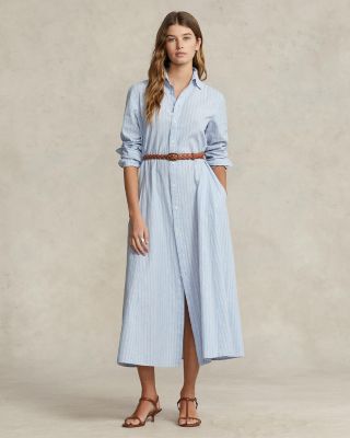 Ralph lauren striped linen shirtdress best sale