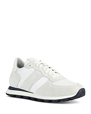 Shop Geox Men's Spherica V Series Lace Up Sneakers In Off White/green