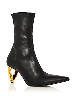 Shop Jw Anderson Women's Pointed Toe Chain Heel Boots In Black