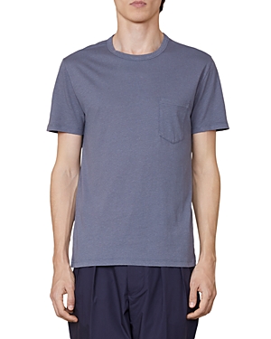 Officine Generale Textured Pocket Tee In Charcoal