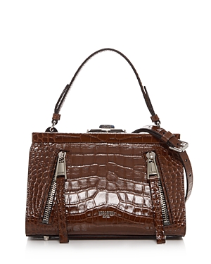 Moschino Croc Embossed Leather Shoulder Bag