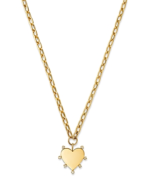 Zoe Chicco 14K Yellow Gold Prong Diamonds Diamond Heart Pendant Necklace, 18