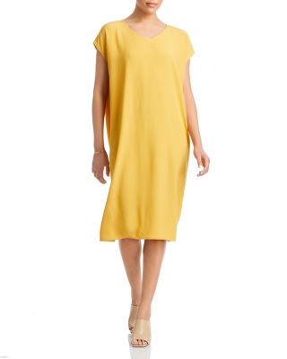 Eileen Fisher V-Neck Crepe Tee Dress | Bloomingdale's