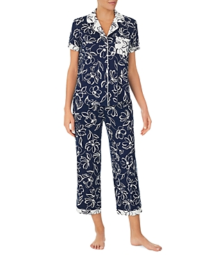 Kate Spade Crop Pj Set In Navy/flowers