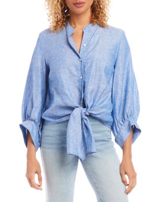 Karen Kane Linen Tie Front Shirt | Bloomingdale's