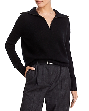 C By Bloomingdale's Cashmere Drop Shoulder Half Zip Cashmere Jumper - 100% Exclusive In Black