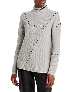 C By Bloomingdale's Cashmere Whipstitch Cable Mixed Knit Cashmere Jumper - 100% Exclusive In Light Grey