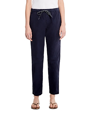 Nic + Zoe Relaxed Cotton Poplin Drawstring Pants In Dark Indigo
