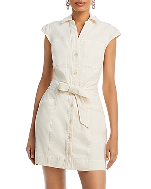 Shop Paige Jaxsyn Belted Utility Mini Dress In Quartz Sand