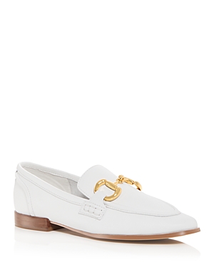 Jeffrey Campbell Velviteen Bit Loafer In White Tan Stack Gold