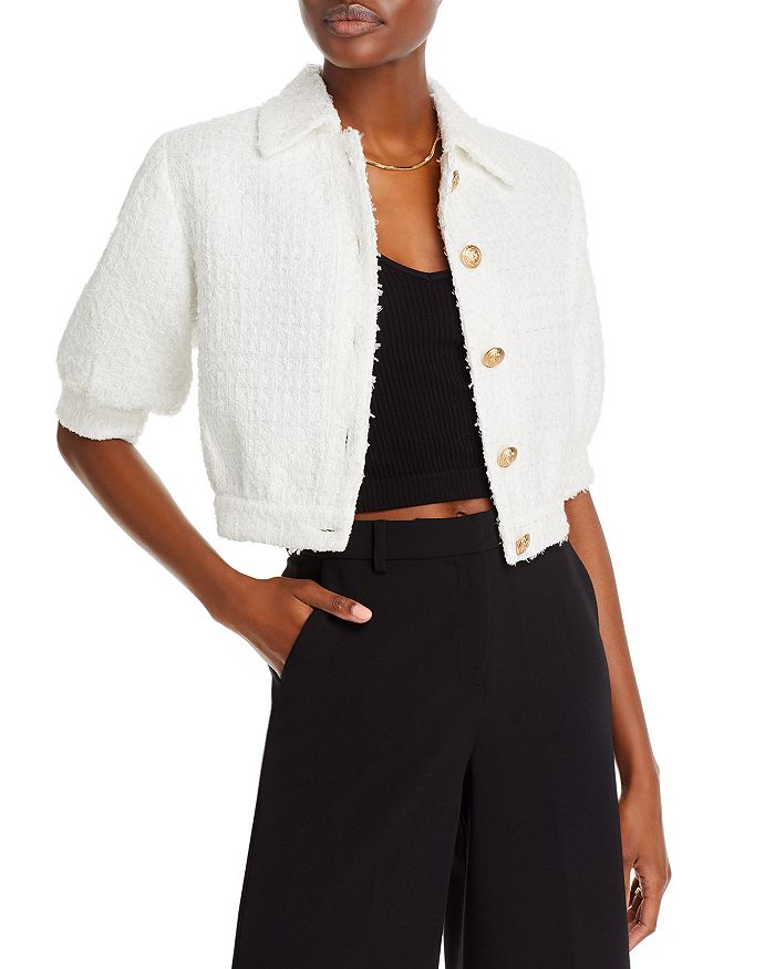 L'agence Women's Cove Cropped Tweed Jacket - White - Size 12