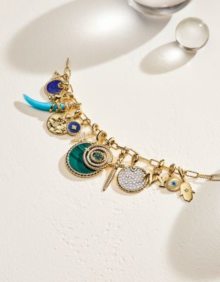 18K Gold Amulets Diamond Pav&eacute; Initial Pendant