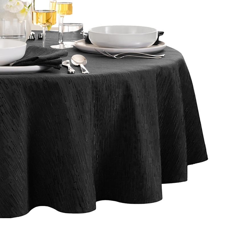 Elrene Home Fashions Continental Solid Texture Water And Stain Resistant Round Tablecloth, 70 In Black
