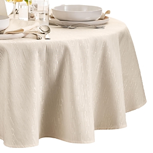 Elrene Home Fashions Continental Solid Texture Water And Stain Resistant Oval Tablecloth, 60 X 84 In Ivory